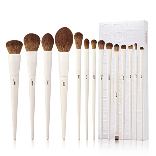 Jessup Makeup Brushes 14Pcs Makeup Brush Set Premium Synthetic Powder Foundation Contour Blush Concealer Eye Shadow Blending Liner Make Up Brush Kit Light Grey T329 - color: Light Grey-14pcs, size: Full Brush Set