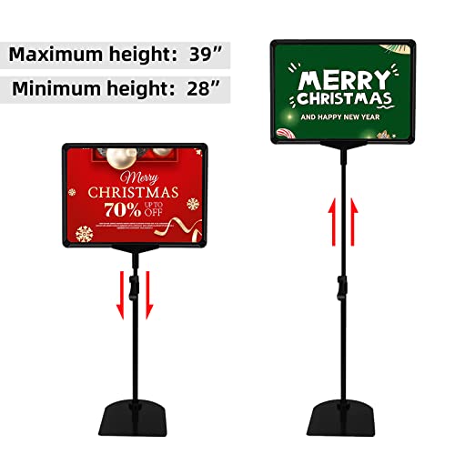 Sign Holder, Sign Stand with Adjustable Height Snap Open, Reusable Sign Holder 8.5x11 Inch, Vertical and Horizontal View Sign Holder Stand (Black, 4 Pack) - size: 8.5"x11"-4Pcs