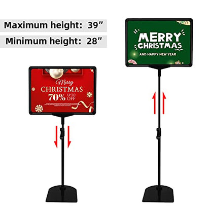 Sign Holder, Sign Stand with Adjustable Height Snap Open, Reusable Sign Holder 8.5x11 Inch, Vertical and Horizontal View Sign Holder Stand (Black, 4 Pack) - size: 8.5"x11"-4Pcs