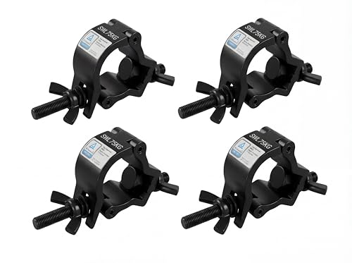 Stage Light Clamp Truss O Clamps Load 165lbs |4pack | Heavy Duty Lighting Truss Clamp for 4/5 - 2" Pipe, 22-220lbs Premium Aluminum O-Clamp for DJ Stage Lighting Setup - size: Fit for 1.26-1.38inch Pipe-4pcs(Black)