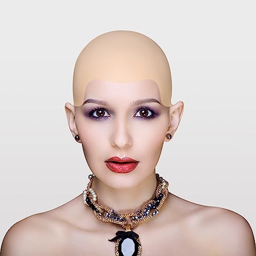 Bald Cap Halloween, 2Pcs Nylon Wig Caps 2Pcs Latex Makeup Bald Cap for Adults Women Men Costume Accessory for Theme Halloween Party Cosplay - style: Style a