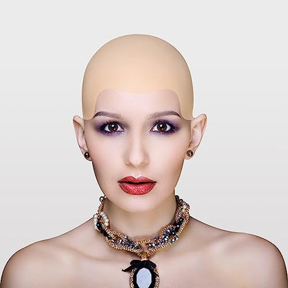 Bald Cap Halloween, 2Pcs Nylon Wig Caps 2Pcs Latex Makeup Bald Cap for Adults Women Men Costume Accessory for Theme Halloween Party Cosplay - style: Style a