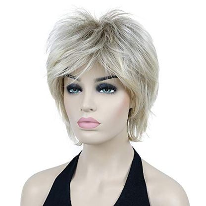 Lydell Short Layered Shaggy Wavy Full Synthetic Wigs (R12-26 Blonde Mix) - color: R12-26 Blonde Mix