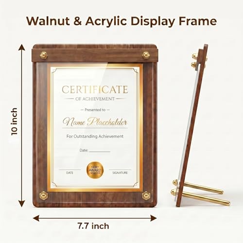 Wood Sign Holder 5 x 7 with Dual-Orientation Design, Tabletop Display | 1 Pack, Clear Acrylic Panel, Stable Metal Kickstand, Tool-Free Assembly, Indoor & Outdoor - size: 5x7, 1 Pack