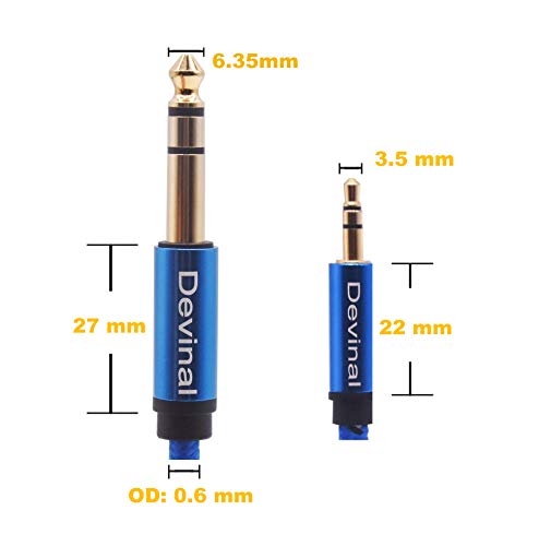 1/4" to 3.5mm Stereo Cable, 3.5mm to 1/4 inch TRS Adapter Cable, aux to Quarter inch Cord Lead with Extra Durable Nylon Braid Gold Plated 6 Feet 1.8 Meter