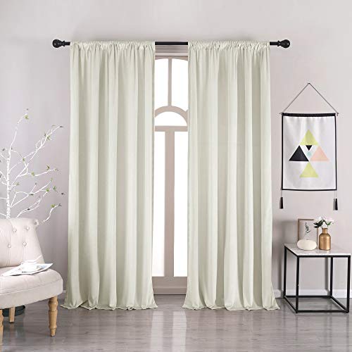 nanbowang Cream White Velvet Curtains - 42 Inches Width 63 Inches Long Soft Curtain Rod Pocket Thermal Insulated Window Treatment for Bedroom 2 Panels - color: Cream, size: 42"W x 63"L (Pack of 2)