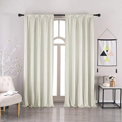 nanbowang Cream White Velvet Curtains - 42 Inches Width 96 Inches Long Soft Curtain Rod Pocket Thermal Insulated Window Treatment for Bedroom 2 Panels - color: Cream, size: 42"W x 96"L (Pack of 2)