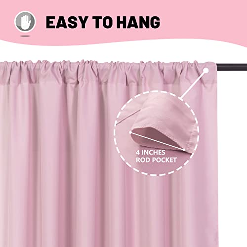 Pink Backdrop Curtain for Parties Rod Pocket Pink Curtains Photography Backdrop Drapes Privacy Fabric Decoration for Birthday Party Wedding Baby Shower Home Decor, 5ft x 10ft, 2 Panels | Photography Backdrop/ Drapes, Privacy Fabric, Decoration for Birthda
