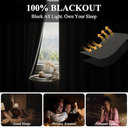 RYB HOME 100% Blackout Room Divider Curtain for Bedroom Living Room - color: Grey, size: 100"W x 96"L (Pack of 1)