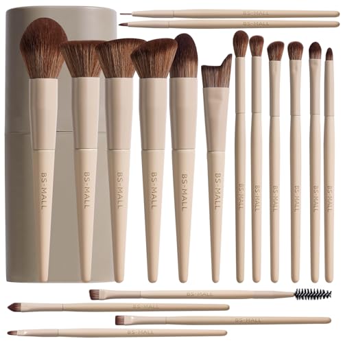 Professional Makeup Brush Set with Travel Case 18 Pcs for Makeup Artists - color: B-Matte