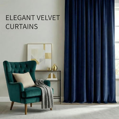 Navy Blue Velvet Curtains 84 inches Long Room Darkening Thermal Insulated | Super Soft, 2 Panels, Window Drapes with Back Tab & Rod Pocket for Living Room Bedroom, 52" W x 84" L - color: Navy Blue, size: 52"W x 84"L (Pack of 2)
