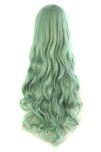MapofBeauty 32 Inch Long Hair Spiral Curly Cosplay Costume Wig, Gray Green - color: Gray Green