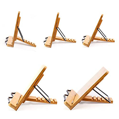 (15.4 x 11 Inch) Large Book Stand for Reading Hands Free,Recipe Book Holder | Cookbook Holder for Kitchen Counter,Textbook Stands for Heavy Thick Books,Bamboo Holders for Bible,Tablet,Law School,Drawing - size: 15.4 x 11 Inches