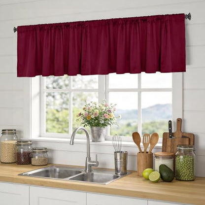 Yakamok Wine Red Room Darkening Velvet Curtains 40x18 Inch Living Room | Luxury soft velvet, 1 panel , for bedroom small windows, window drapes rod pocket,light blocking,Thermal Insulated - color: Wine Red, size: 40"W x 18"L (Pack of 1)