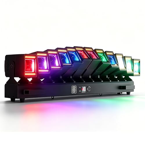 SHEHDS GalaxyJet 12x60W RGBW LED Moving Head Wave Bar Light | Beam & Wash Stage Lighting with Single LED Swing Control, Perfect for stage, DJ, party, church, and club