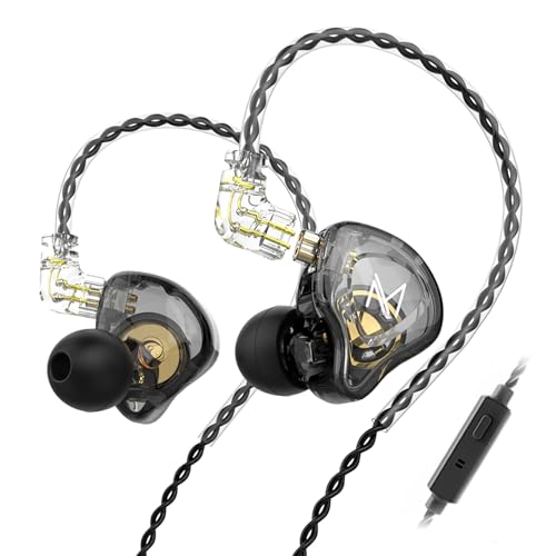 TRN MT1 in-Ear Earphone Headphones, HiFi in-Ear Earphone Earbud with New 10mm Composite Magnetic Dynamic Driver Monitor Earbuds with Detachable C Pin 0.75MM Cable(with mic,Black) - color: Black, style: 3.5 Mic