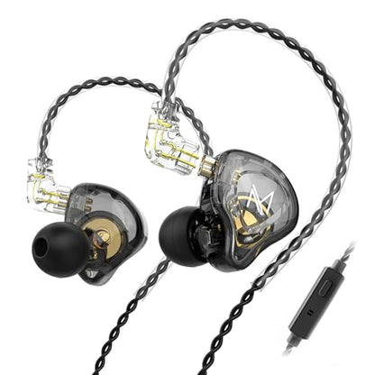 TRN MT1 in-Ear Earphone Headphones, HiFi in-Ear Earphone Earbud with New 10mm Composite Magnetic Dynamic Driver Monitor Earbuds with Detachable C Pin 0.75MM Cable(with mic,Black) - color: Black, style: 3.5 Mic