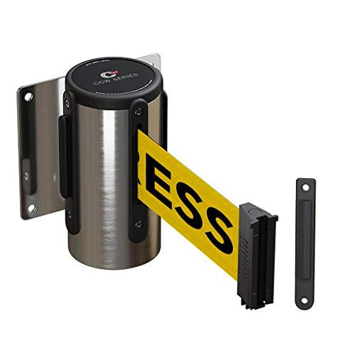 Crowd Control Warehouse WMB-120 Fixed Wall Mount Retractable Belt Barrier - color: Yellow"CLEANING IN PROGRESS"
