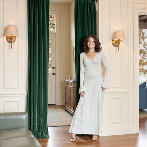 jinchan Emerald Green Velvet Blackout Curtains 84 Inch Long Living Room Curtains for Bedroom Thermal Insulated Room Darkening Drapes Soft Luxury Sun Blocking Single Panel Curtain Rod Pocket, 1 Panel - color: Emerald Green, size: 52"W x 84"L (Pack of 1)