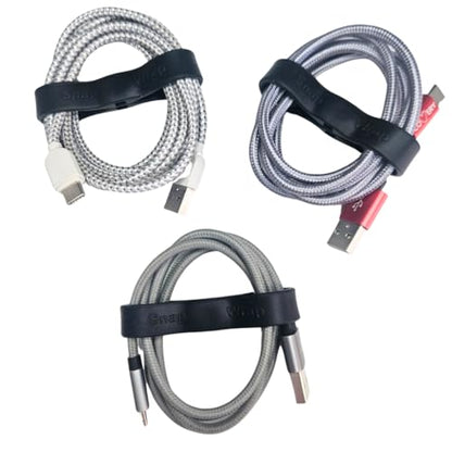 Snap Wrap | Pro Silicone Magnetic Cable Organizer 6-Pack | Easy One-Hand Operation Cable Management Bands for Home, Office, and Travel | Tidy Cable and Wire Storage - color: Black