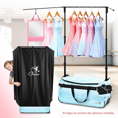 Dance Bag with Garment Rack and Curtain, 23" Dance Competition Duffle Bag | Glitter Waterproof Fabric | Portable Dance Changing Room Suitcase for Dancers, Athletes and Cheerleaders - color: 23" Glitter Blue