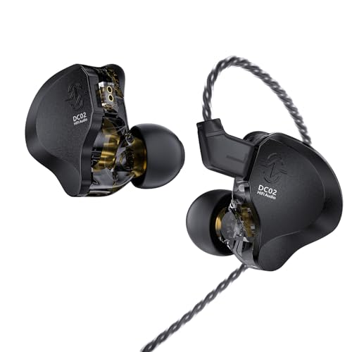 in Ear Monitor Headphones,CCZ DC02 In Ear Monitor Dual Magnetic Circuit DD Wired Earbuds ,Professional Hifi Earphone,Stereo Sound Gaming Earbud,IEM for Gaming,CCZ IEM Earphone for System(Black,No MIC) - color: Black, size: No MIC