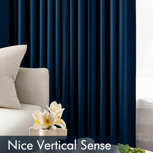 MIULEE Navy Blue Velvet Curtains 63 Inch Long 2 Panels, W40 x L63 | Luxury Super Soft, Thermal Insulated, Room Darkening Drapes, Rod Pocket Design, Window Curtains for Bedroom Living Room - color: Navy Blue, size: 40"W x 63"L (Pack of 2)