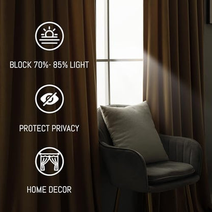 Yakamok Gold Brown Room Darkening Velvet Curtains 108 Inch Living Room | Luxury soft velvet, 2 panels 52x108 inch, for bedroom study, window drapes rod pocket,light blocking,Thermal Insulated - color: Gold Brown, size: 52"W x 108"L (Pack of 2)