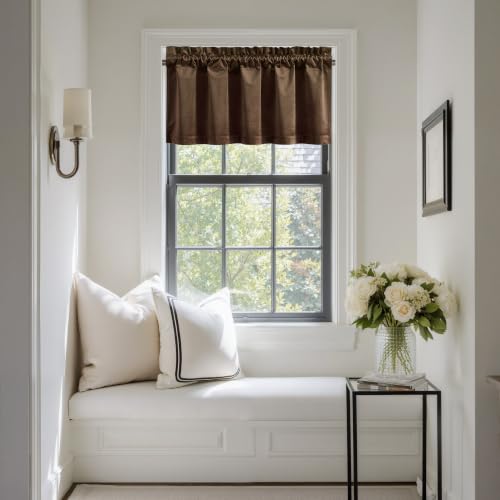 NICETOWN Brown Velvet Valance Curtain, W42 x L18, 1 Panel - color: Brown Series - Brown, size: 42"W x 18"L (Pack of 1)