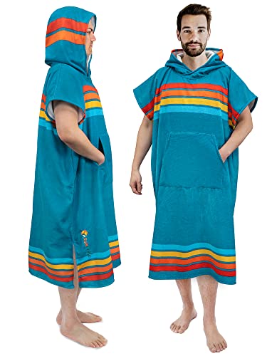 SUN CUBE Surf Poncho Changing Robe with Hood, Wetsuit Changing Hooded Towel | Thick Quick Dry Microfiber, Wetsuit Changing Towel, Surfing Beach Swim Outdoor Sports Cover Up, Adult Wearable Poncho - color: Sunset Blue