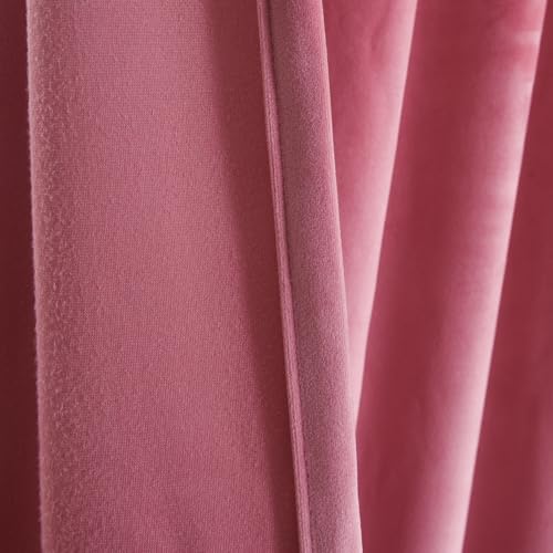 Roslynwood Luxury Soft Candy Pink Velvet Curtains 96 inches Long Back Tab Thermal Insulated Blackout Window Drapes for Living Room/Bedroom/Dining Room, W52 x L96, 2 Panels - color: Candy Pink, size: 52"W x 96"L (Pack of 2)