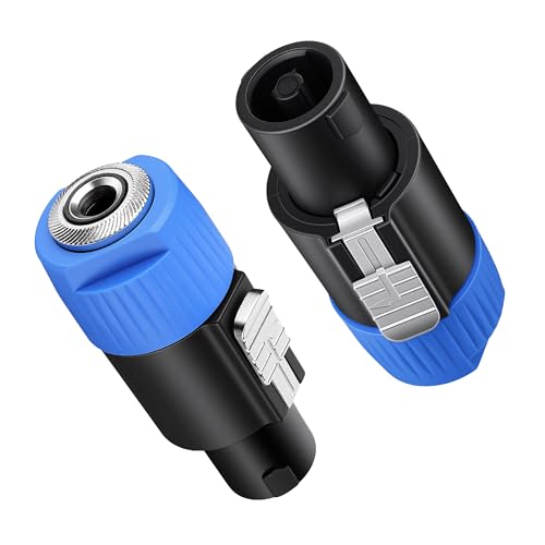 Speakon to 1/4" 6.35mm Adapter 2 Pack, NL4FC 4-Pole SpeakON Male to 1/4 Inch 6.35mm TS Mono Female Speaker Audio Converter Connector with Twist Lock for Speakers, Mixer, Amplifiers, and PA Systems - size: 2 Pack