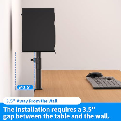 suptek Clamp-on Speaker Stand Desk Mount Set, Height Adjustment, Swivel, 9.6 x 8.8 inch Trays, Universal Audio Holders for Bookshelf Speakers, Elevated Sound, 2 Pack, Black, SDM001G - size: Fixed Speaker Stands