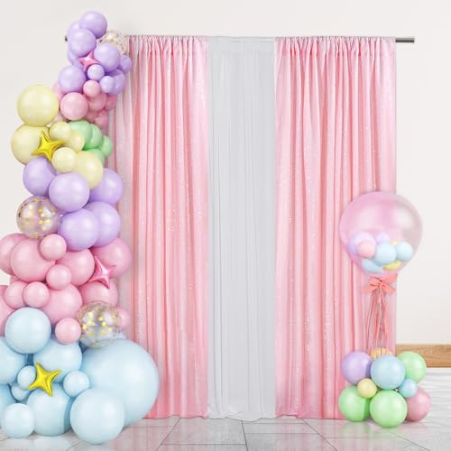 PartyDelight Pink Sequin Backdrop Curtains 2x8ft 2 Panels - color: Pink, size: 24"W x 96"L (Pack of 2)