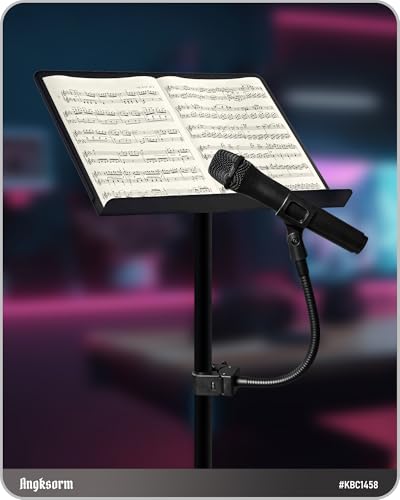Music Stand Microphone Holder, 13-Inch Gooseneck, Crab Clamp | Gooseneck Mic Stand, Mic Stand Attachment, Music Stand Mic Holder, Super Crab Clamp, 5/8-27 and 3/8-16 Threads