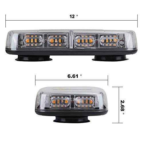 ASPL 48LED Roof Top Strobe Lights, High Visibility Emergency Safety Warning LED Mini Strobe Light bar with Magnetic Base for 12-24V Snow Plow, Trucks, Construction Vehicles (Amber/Green) - color: Amber/Green