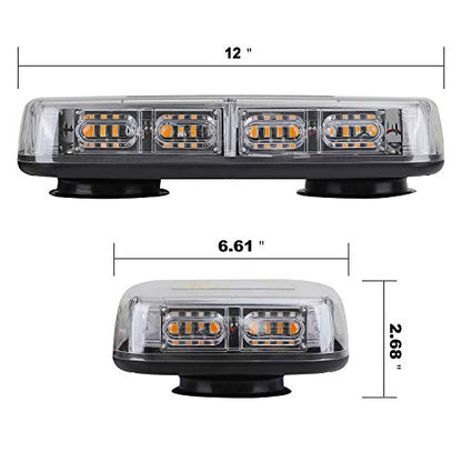 ASPL 48LED Roof Top Strobe Lights, High Visibility Emergency Safety Warning LED Mini Strobe Light bar with Magnetic Base for 12-24V Snow Plow, Trucks, Construction Vehicles (Amber/Green) - color: Amber/Green