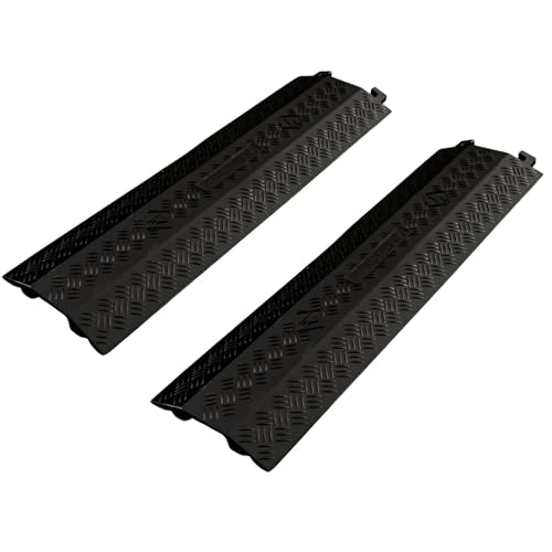 2 Pack Black Drop Over Cable Cover Ramp 37.8 x 10.8 x 1.5 Inch, Heavy Duty Cable Hose Protector Ramp with 1 Big Channel, High Load Capacity for Indoor Use, Office, Warehouse & Event Areas - color: Black-Large
