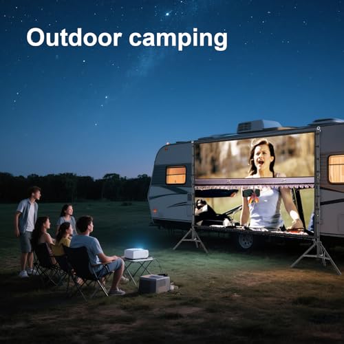Outdoor Projector Screen and Stand,150-inch Indoor Portable Projection Screen,16:9 4K HD Wrinkle-Free Rear Front Movie Screen with Carry Bag for Backyard Movie Night RVing Home Theater