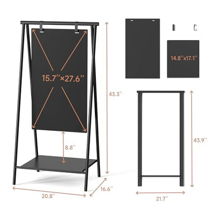 SELEAD Metal A-Frame Chalkboard No Assembly Required, 21"x44” Sandwich Sign | Premium Minimal Matte Black Frame Outdoor Indoor Swinging Sidewalk Board Pizarra for Business or Personal Display - size: 21"W x 44"H