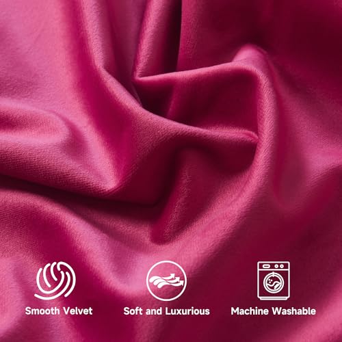 Roslynwood Velvet Berry Curtain 84 inches Long - Curtains Block Light Curtains Drapes Rod Pocket Thermal Insulated Window Treatment for Dining Room/Living Room, W52 x L84, 2 Panels - color: Berry, size: 52"W x 84"L (Pack of 2)