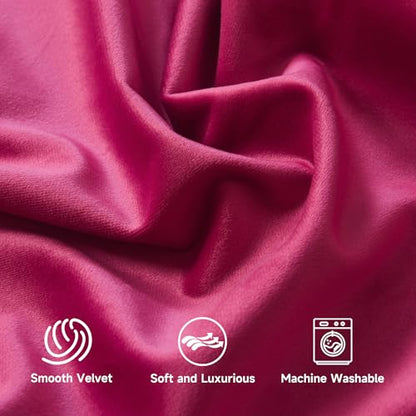 Roslynwood Velvet Berry Curtain 84 inches Long - Curtains Block Light Curtains Drapes Rod Pocket Thermal Insulated Window Treatment for Dining Room/Living Room, W52 x L84, 2 Panels - color: Berry, size: 52"W x 84"L (Pack of 2)