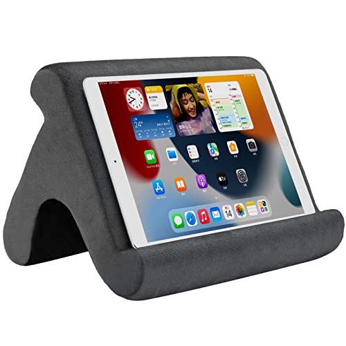 Tablet Pillow Stand - Holder & Dock for Bed with 3 Viewing Angles, Compatible with Tablets, Phones & iPad Pro 9.7, 10.5, 12.9 Air Mini 4, 3, Kindle, E-Reader & Books (Grey) - color: Grey