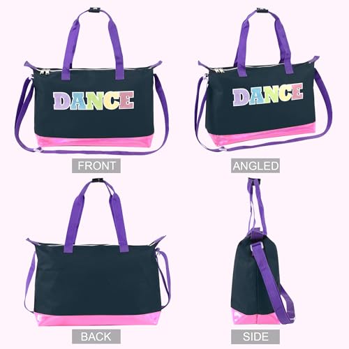 Garment Dance Shoulder Bags for Girls, Teen Dancers, Costumes, Boys | Holographic Glitter Dance Bag for Kids - color: Dance Rainbow