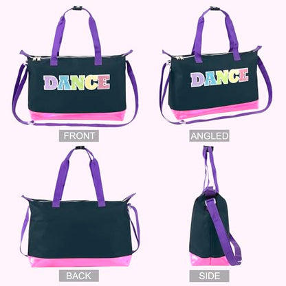 Garment Dance Shoulder Bags for Girls, Teen Dancers, Costumes, Boys | Holographic Glitter Dance Bag for Kids - color: Dance Rainbow