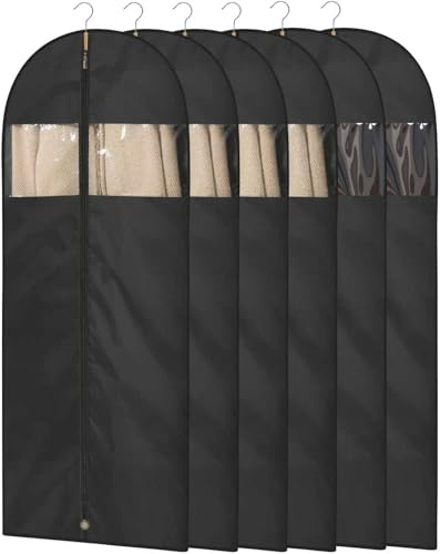 Dress Bags for Gowns, 65" Long Garment Bags for Hanging Clothes, 6-Pack Foldable Dress Cover with Clear Window for Women's Coats, Formal Gowns, and Evening Dresses - size: 65''- 6 Pack