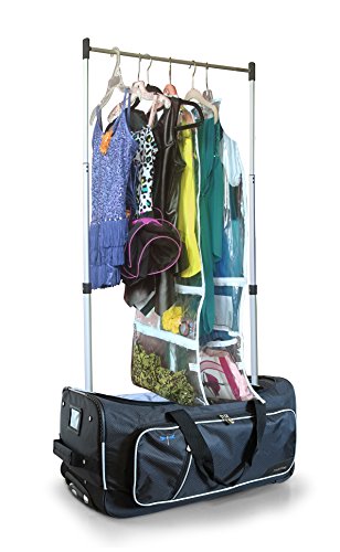Travolution Dance Bag with Garment Rack, 24 Inch Rolling Duffel With Wheels, Ideal for Competitions & Travel, Easy-assembly Lightweight Aluminum Clothes Rack, Wheeled Upright Luggage, Black/Gray - color: Black 24"