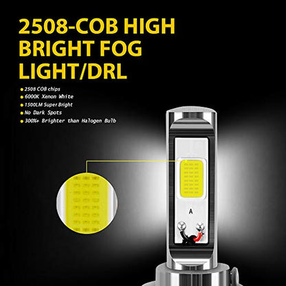 AUXLIGHT H7 H7LL LED Fog Light Bulbs 6000K Xenon White, Super Bright High Power COB Chips LED Fog Daytime Running Lights DRL Bulbs Replacement for Cars, Trucks (Pack of 2) - size: H7