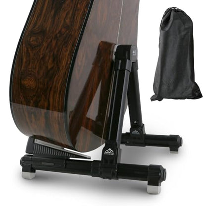 EASTROCK Portable Tripod A Frame Aluminium Music Stand,Black | Folding Guitar Stand,for Acoustic Electric Guitars, Bass, Violin, Ukulele, Banjo - color: black