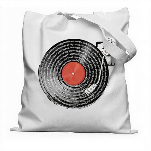 Aesthetic Music Floral Tote Bag for Women, Reusable Canvas Bag with Musical & Botanical Design, Daily Use Gift - color: White-music-012